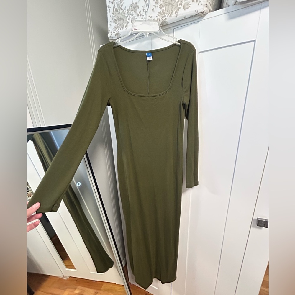 Olive Green Long Sleeve Dress